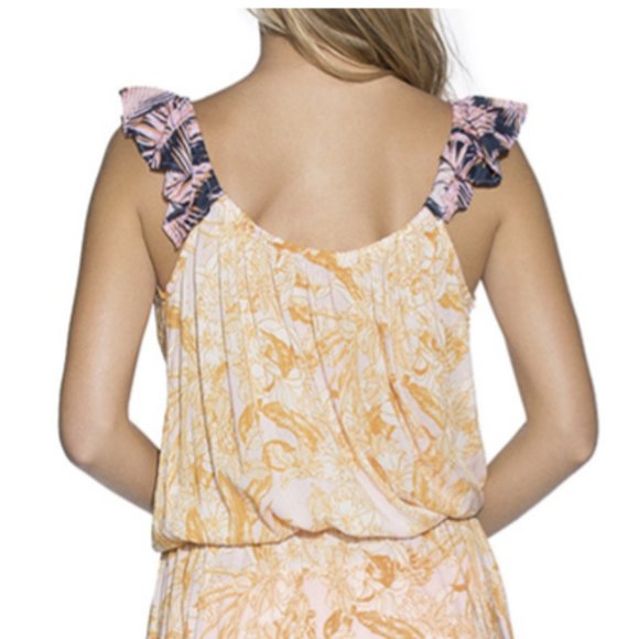 Maaji Peach Flowers Short Dress Cover Up - Size S - Picture 2 of 2